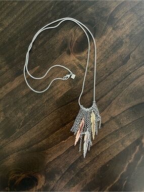 Banana Republic Tri Color Etched Leaf
Necklace